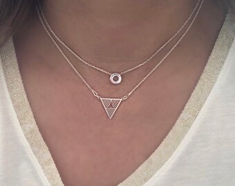 Dainty Triangle necklace. Sterling Silver Triangle necklace. Geometric necklace. Layering necklace. Minimalist jewelry