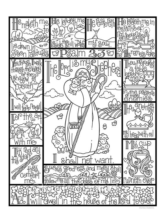 psalm 23 coloring page in three sizes 85x11 8x10 suitable for framing 6x8 for bible journaling tip in - Psalm 23 Coloring Page psalm 23 coloring page in three sizes 85x11 8x10 suitable for framing 6x8 for bible journaling tip in - Psalm 23 Coloring Page