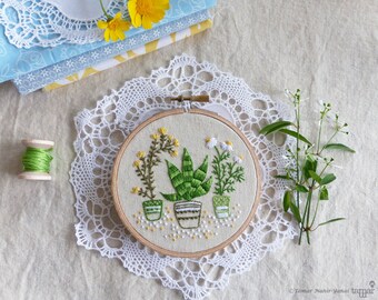 Embroidery art, Christmas decoration, Craft kit - Houseplants - Embroidery kit, Diy kit, Diy embroidery kit, Kit broderie, Tamar Nahir