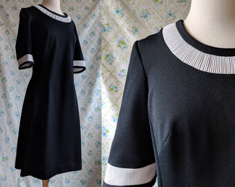 1960s mod Edith Flagg black and white sheath dress