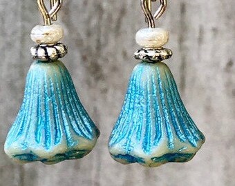 Turquoise Earrings, Bohemian Earrings, Silver Earrings, Rustic Earrings, Boho Jewelry, Gift for Her