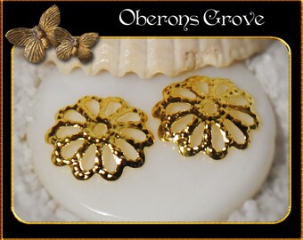 50 filigree bead caps 9mm gold