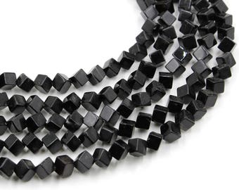 45 pcs of black agate square beads, faceted beads, loose beads