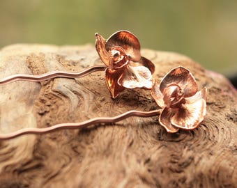 Real orchid hair pin,natural flower hairfork,christmas gift for her,hair stick,electroformed,electroplated orchids,fairy elven elvish hairdo