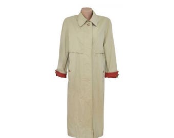 Vintage Valmeline long trench coat women beige 96% cotton 4 polyuretan