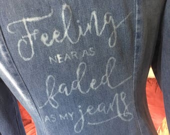 Custom Bleached Vintage 1970s Landlubber Denim Button-Up Dress Janis Joplin Bobby McGee