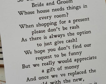 Wedding Money Poem x 50