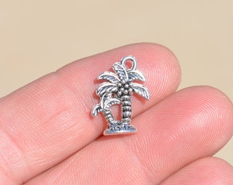 BULK 50 Palm Tree Silver Tone Charms SC1776