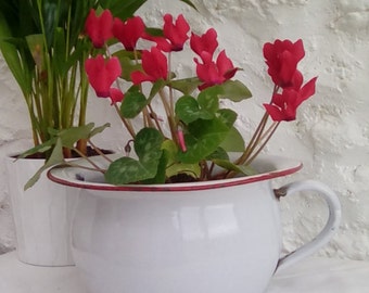 Vintage French enamelware chamberpot or potty