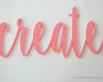 Create Sign | 12"x 24" UNFINISHED MDF Word Cutout | Typography sign |