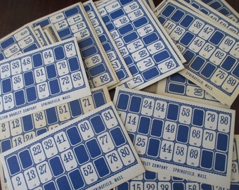 9 vintage Lotto Cards, blue, 40s, 50s