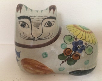 Mexican Hand Painted Ceramic Cat