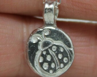Lady bug Silver Pendant Tiny Pendant My Lil lady necklace Daughter gift