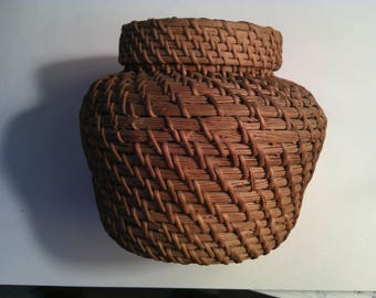 Unique 1940s Coil Reed Basket
