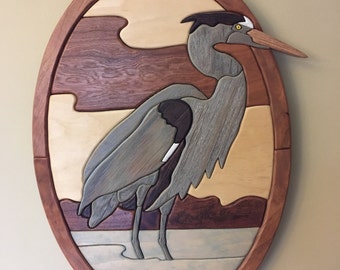 Intarsia Great Blue Heron