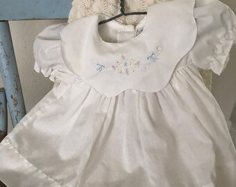 Vintage baby dress and bloomers beautiful white cotton embroidery details ALEXIS tag
