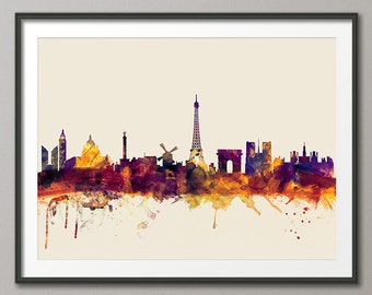 Paris Skyline, Paris France Cityscape Art Print (1621)
