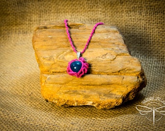 Pink and Blue Tatted Eye Pendant