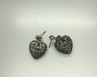 Silver Heart Pierced Earrings Fashion Jewelry