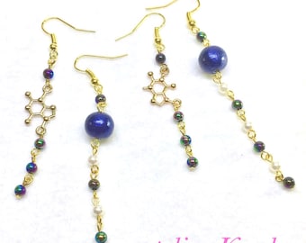 earrings "chemical symbol and microcosm" asymmetry