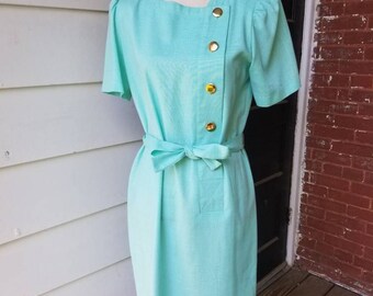 1950s Light Aqua Office Dress || Lady Carol