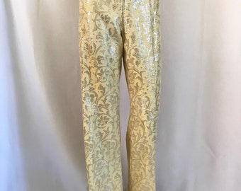 1960's Metallic Brocade Satin Wide-leg Slacks 27"w