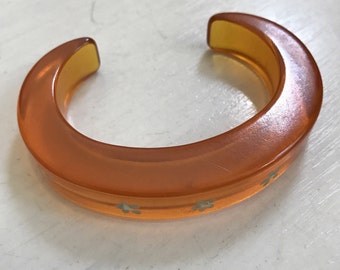 1940s Bakelite Cuff Bracelet with Painted Flowers