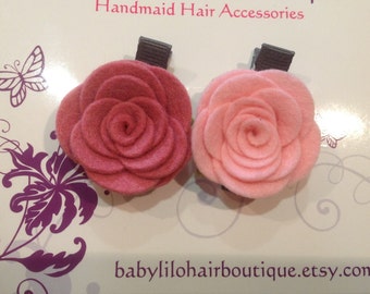 Baby Hair Clip, Baby Barrette, Flower Hair Clip, Girl Hair Clip, Toddler Hair Clip, Wool Felt Hair Clip, Flower Hair Clip -BL171