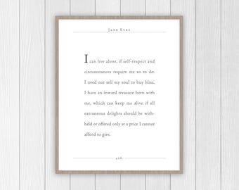 Jane Eyre Quote | Charlotte Bronte Quote Print | Book Quote | Literary Gift | Classic Quote |