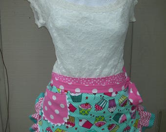 Aprons - Womens Cupcake Aprons - Cupcake Party Aprons - Pink Cupcake Aprons - Teachers Gifts - Annies Attic Aprons - Sweet 16 Party Aprons