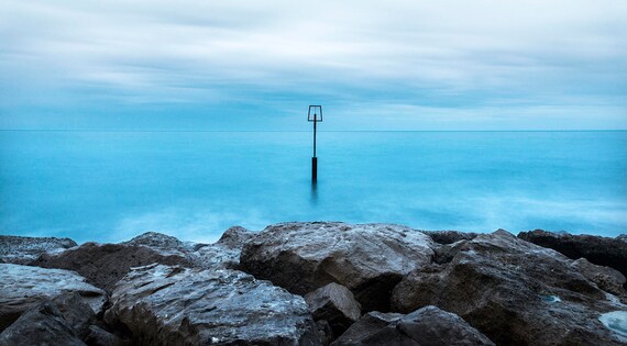 PEACEFUL SEA. Seascape Print, Dorset Coast, Poole Bay, Dorset Coast, Rocks and Sea, Photographic Print