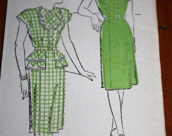 Vintage 1940's Dress Pattern---New York Pattern 888---Size 12 Bust 30 UNCUT