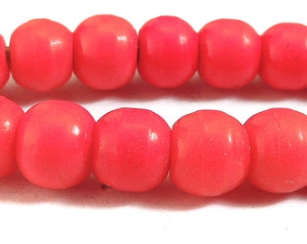 Red Prosser Trade Beads Round Molded African 77201