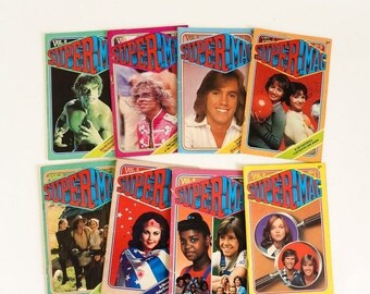 SALE Vintage 1970s Childrens Magazines, Set of 8 SuperMag Magazines 1977, Star Wars Wonder Woman Laverne Shirley Hulk OJ TV Movie Stars Stat
