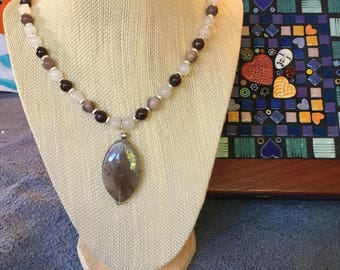Brown Moonstone Pendant Necklace (23 inches)