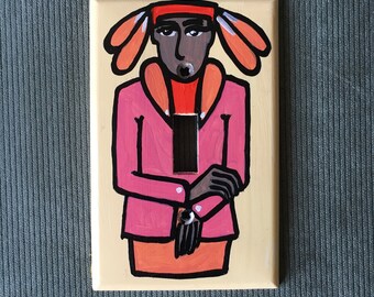 HAT CONTESTANT Light Switch Plate Hand Painted Wall Art Decor Home Cover Gift