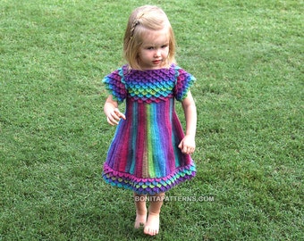 CROCHET PATTERN: Crocodile Dragon Stitch Girly Dress - Permission to Sell Finished Product