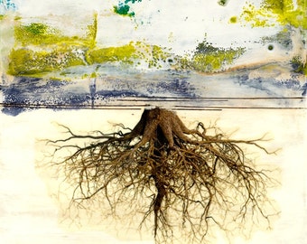 original encaustic mixed media painting-Root