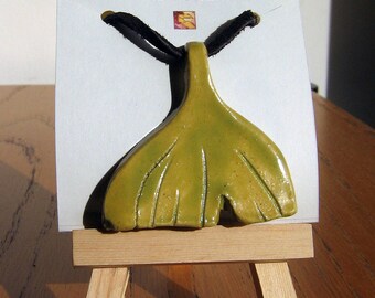 Ginkgo Leaf Pendant - Handmade Ceramic - Focal Pendant