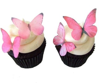 EDIBLE PAPER Butterflies in 24 Prettiest Pink - Cupcake Decorating, Cupcake Toppers, Cake Decorations, Party Supplies