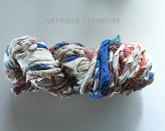 Specialty Sari Silk Ribbon Yarn, Twisted with Chiffon, 100g, Fair Trade, Art Yarn, Bracelet Ribbon, Doubled, Artwear Elements, #TWST4