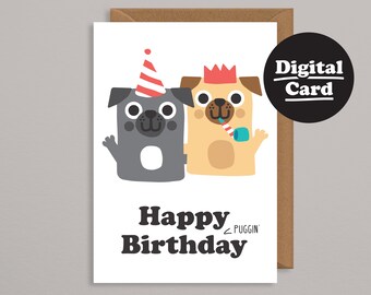 Printable pug card | Etsy