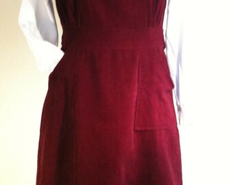 Vintage Plus: 1970s Cranberry Corduroy Jumper with Pockets