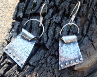 Plain and Simple II - Fine Silver and Seed Bead Earrings - PMC Earrings