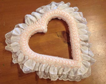 Smocked heart shaped wreath