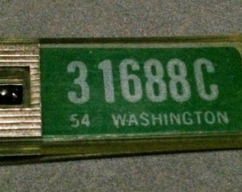 Vintage Washington State License Plate Keychain Please Return Style Disabled American Veterans 1954