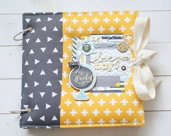 Baby memory book, Boy photo album, Yellow & grey photo album