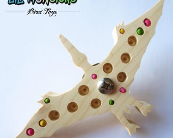 Pterosaur - Sidemount Foraging Toy with beads and/or millet for small birds & parrots (cockatiel, budgie, conure, parakeet, etc)