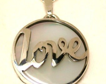 Mother-of-Pearl Sterling Silver Love Pendant