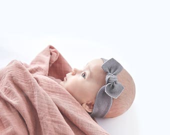 Grey Cotton Knotted Headband/ Infant Headband/ Toddler Headband/ Baby Knot Headband/ Baby Headwrap
